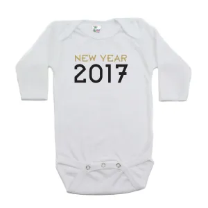 New Year 2017 Long Sleeve 100% Cotton Bodysuit