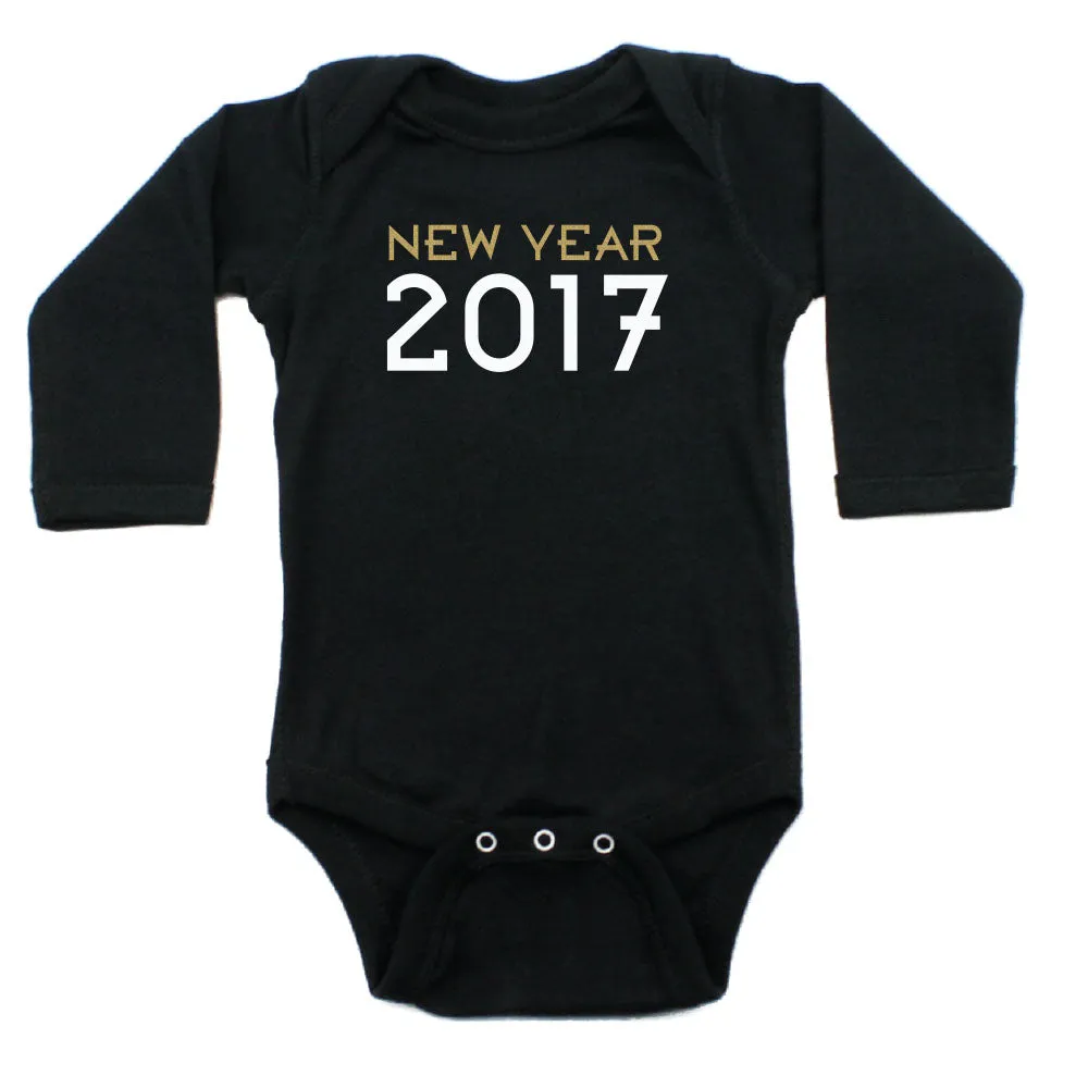 New Year 2017 Long Sleeve 100% Cotton Bodysuit