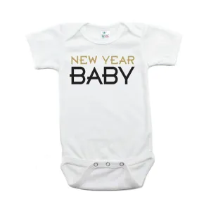 New Year Baby Short Sleeve 100% Cotton Bodysuit