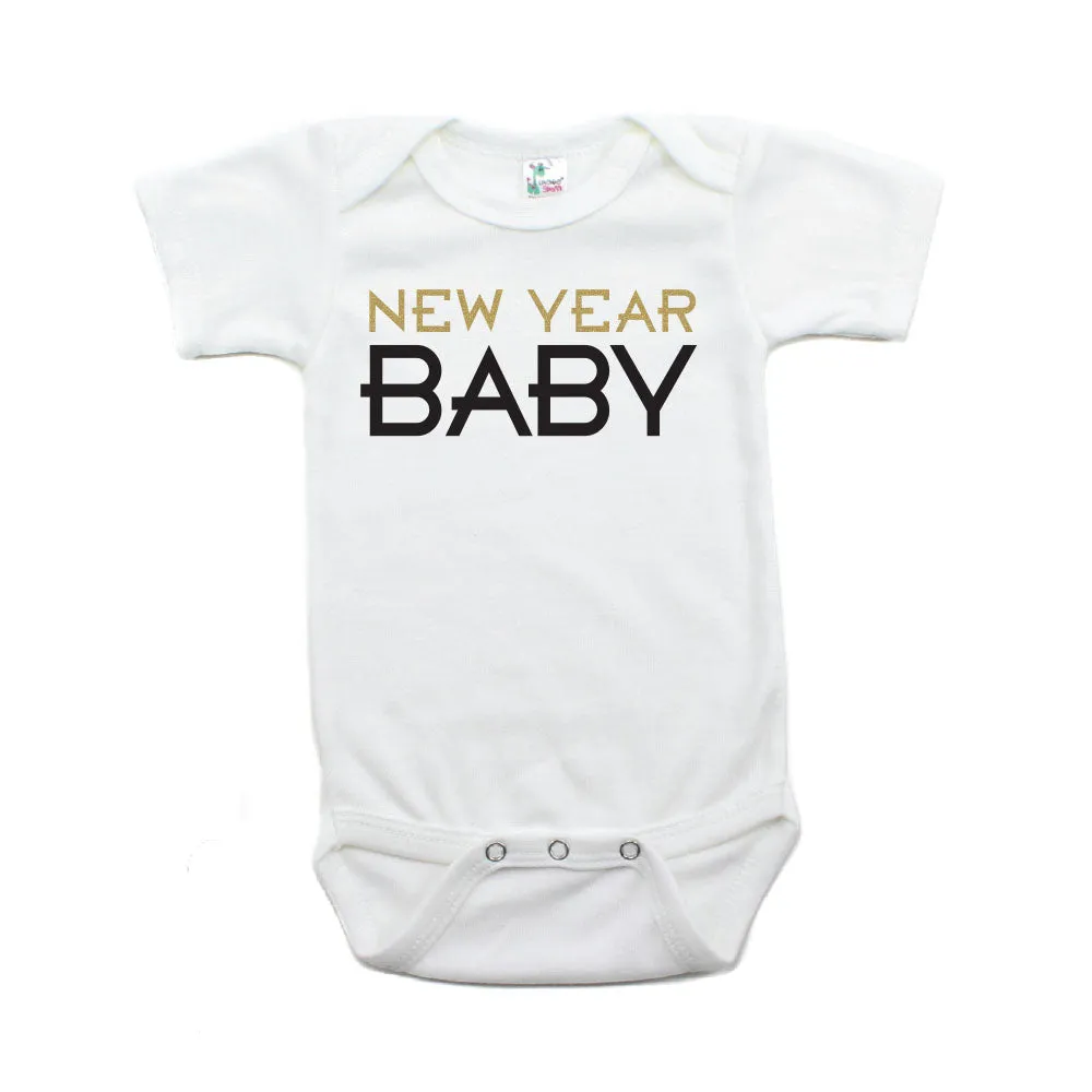 New Year Baby Short Sleeve 100% Cotton Bodysuit