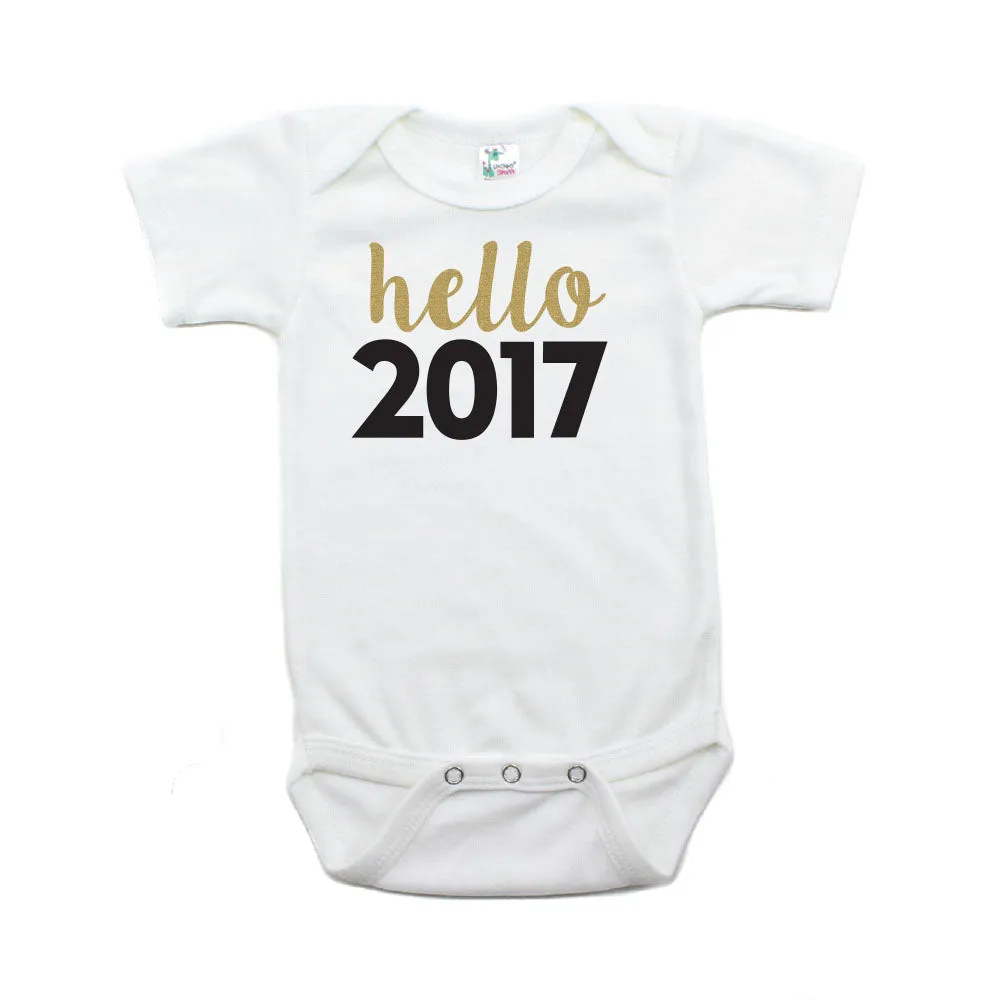New Years Hello 2017 Short Sleeve Bodysuit