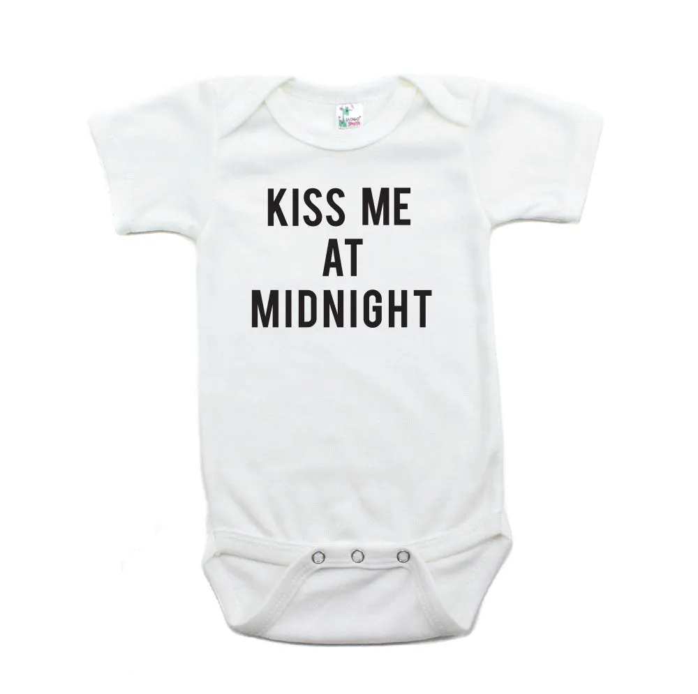 New Years Kiss Me At Midnight Short Sleeve Cotton Bodysuit