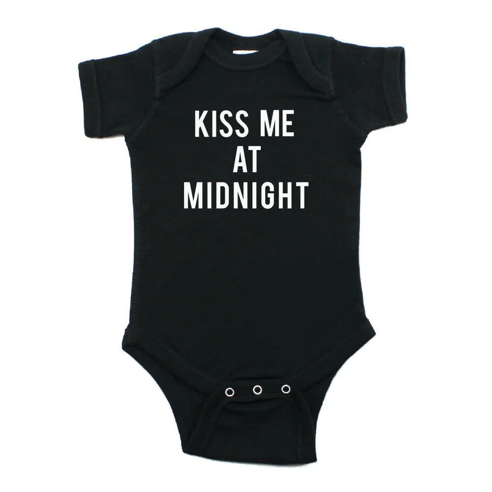 New Years Kiss Me At Midnight Short Sleeve Cotton Bodysuit