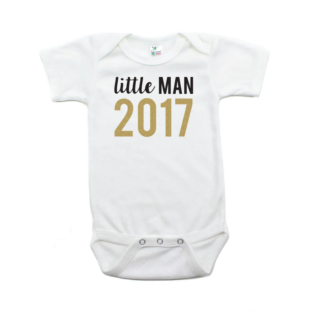 New Years Little Man 2017 Short Sleeve  100% Cotton Bodysuit