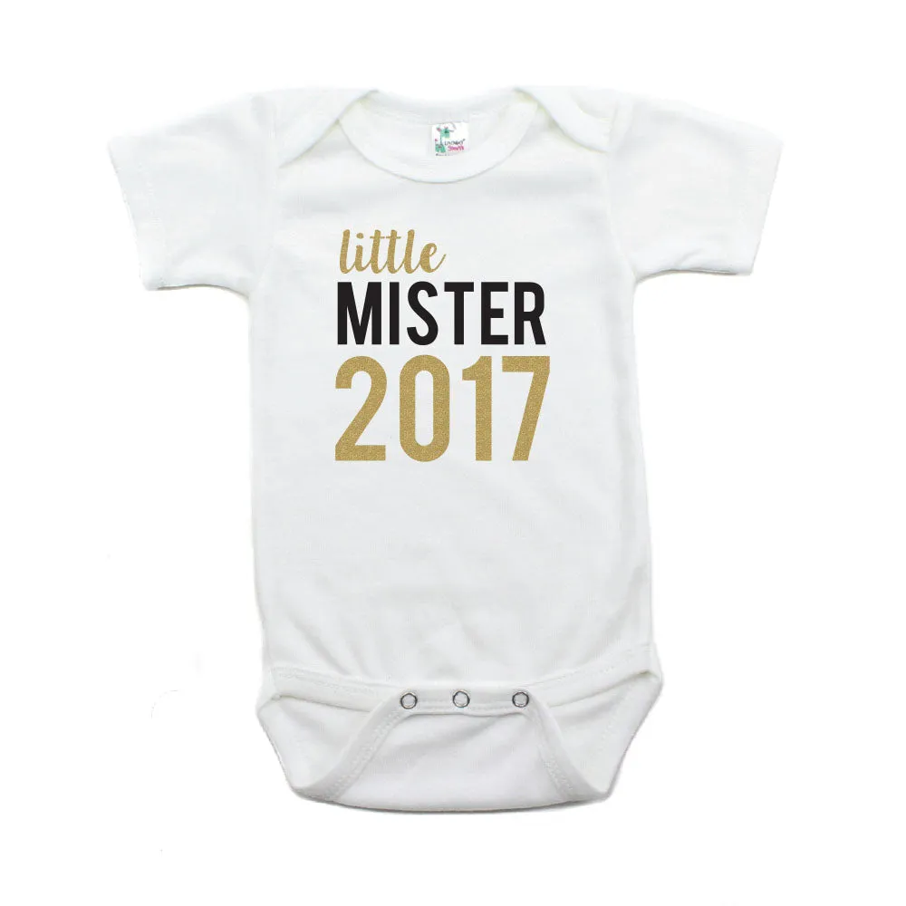 New Years Little Mister 2017 Short Sleeve Cotton Bodysuit