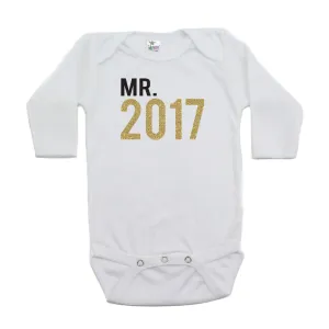New Years Mr. 2017 Long Sleeve 100% Cotton Bodysuit
