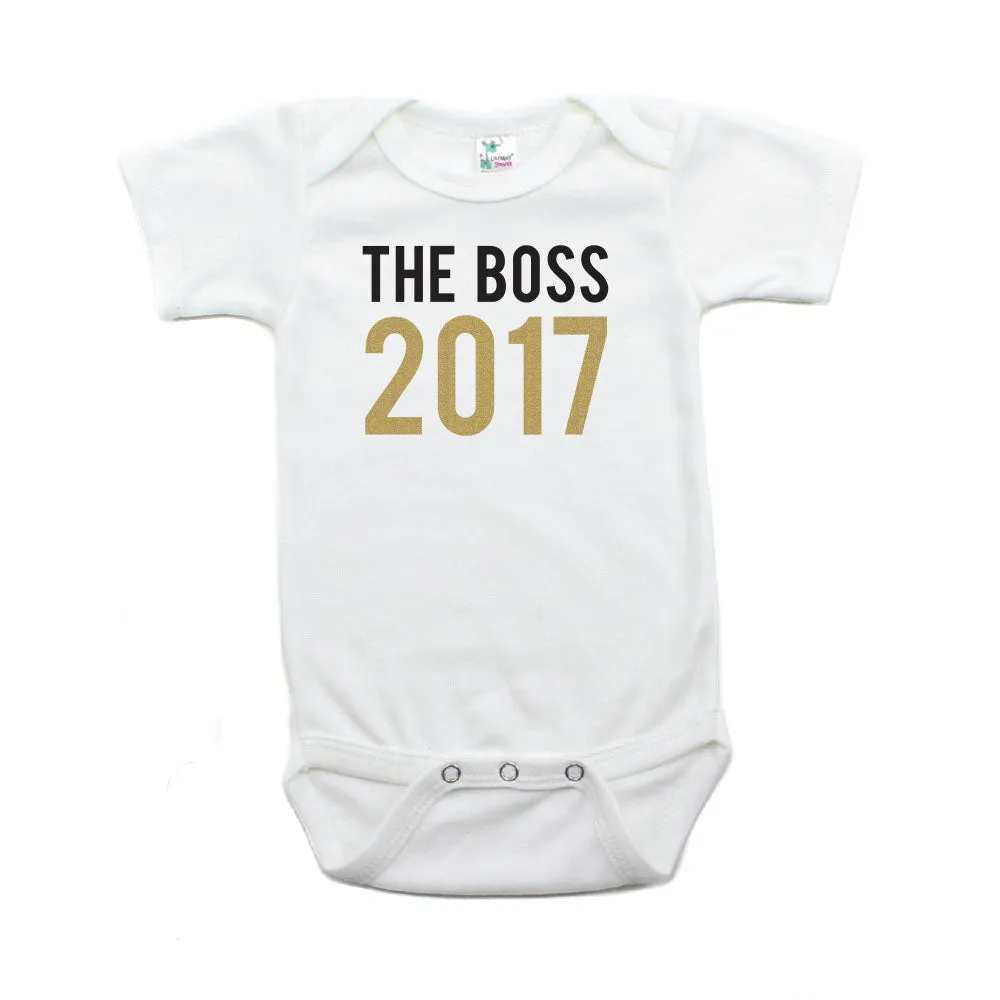 New Years The Boss 2017 Short Sleeve 100% Cotton Bodysuit