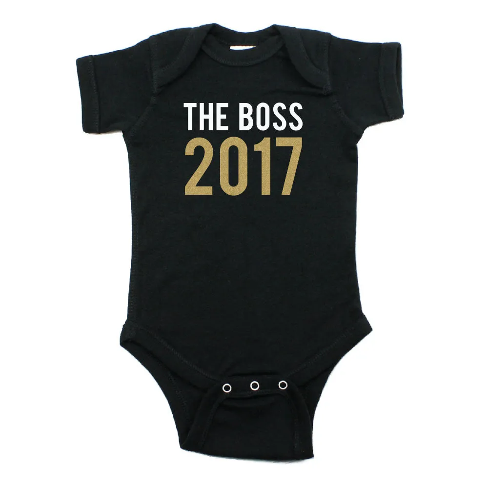 New Years The Boss 2017 Short Sleeve 100% Cotton Bodysuit