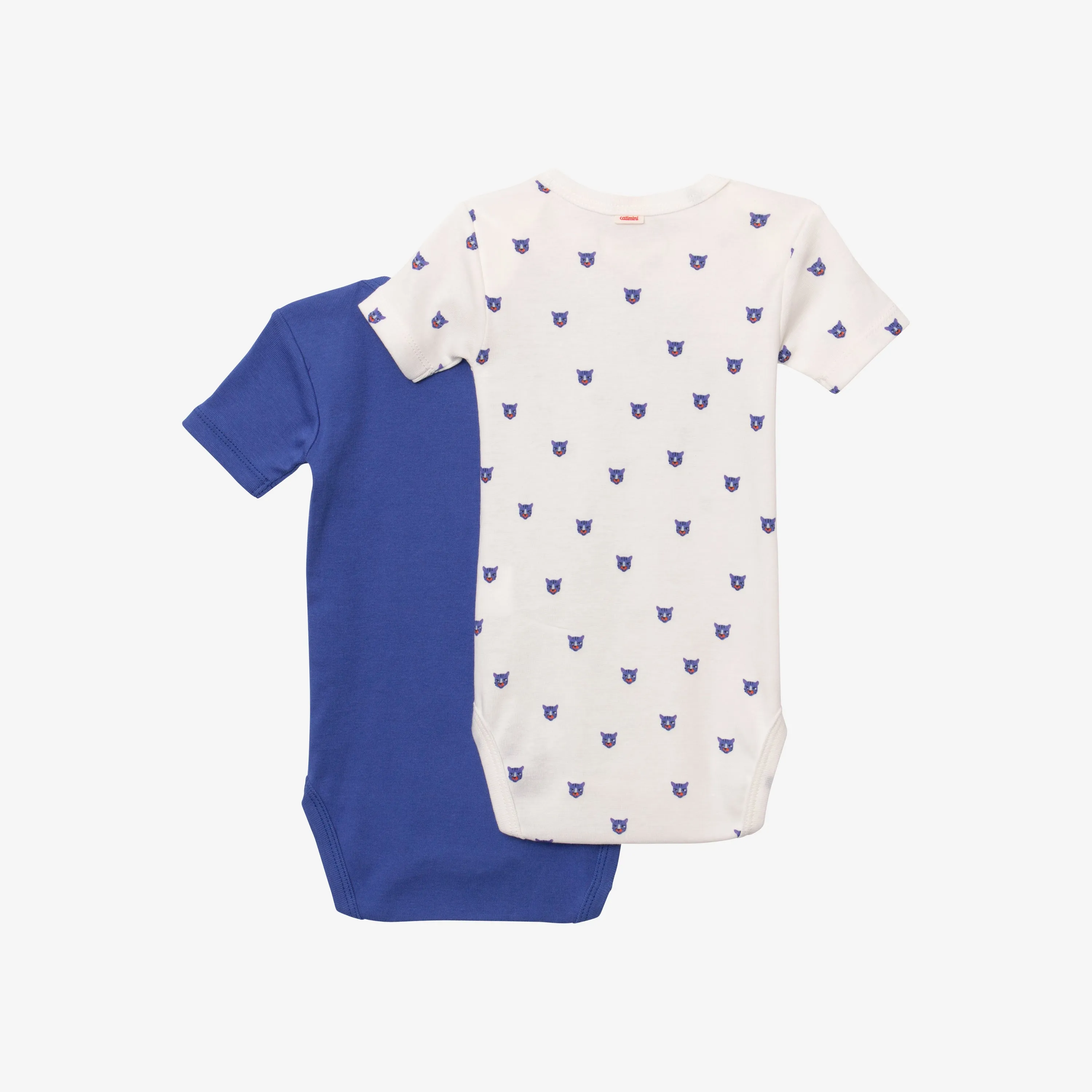 Newborn boy's blue and ecru 2-pack bodysuits