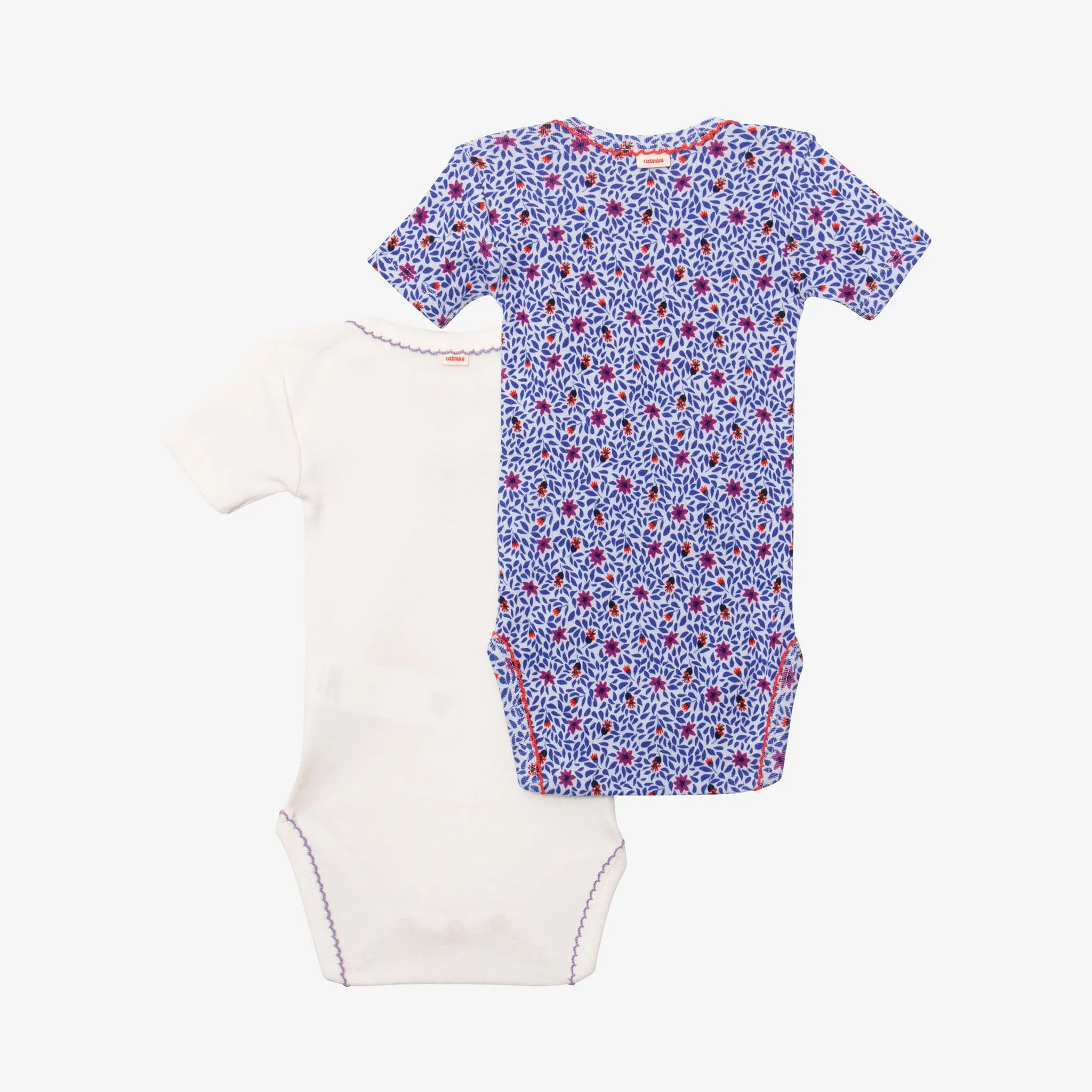 Newborn girls' purple and ecru 2-pack bodysuits
