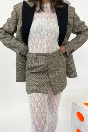 No. 21 - Houndstooth Mini Skirt: Khaki
