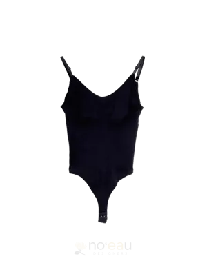 NOEAU - Spaghetti Straps Black Thong Bodysuit