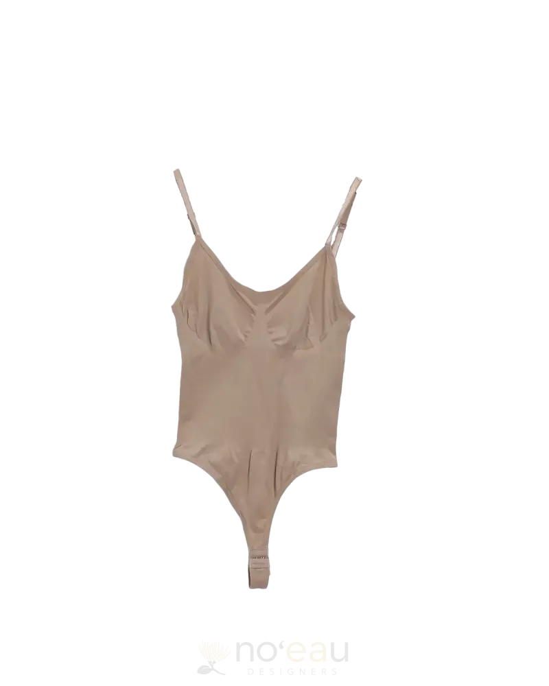 NOEAU - Spaghetti Straps Cream Thong Bodysuit