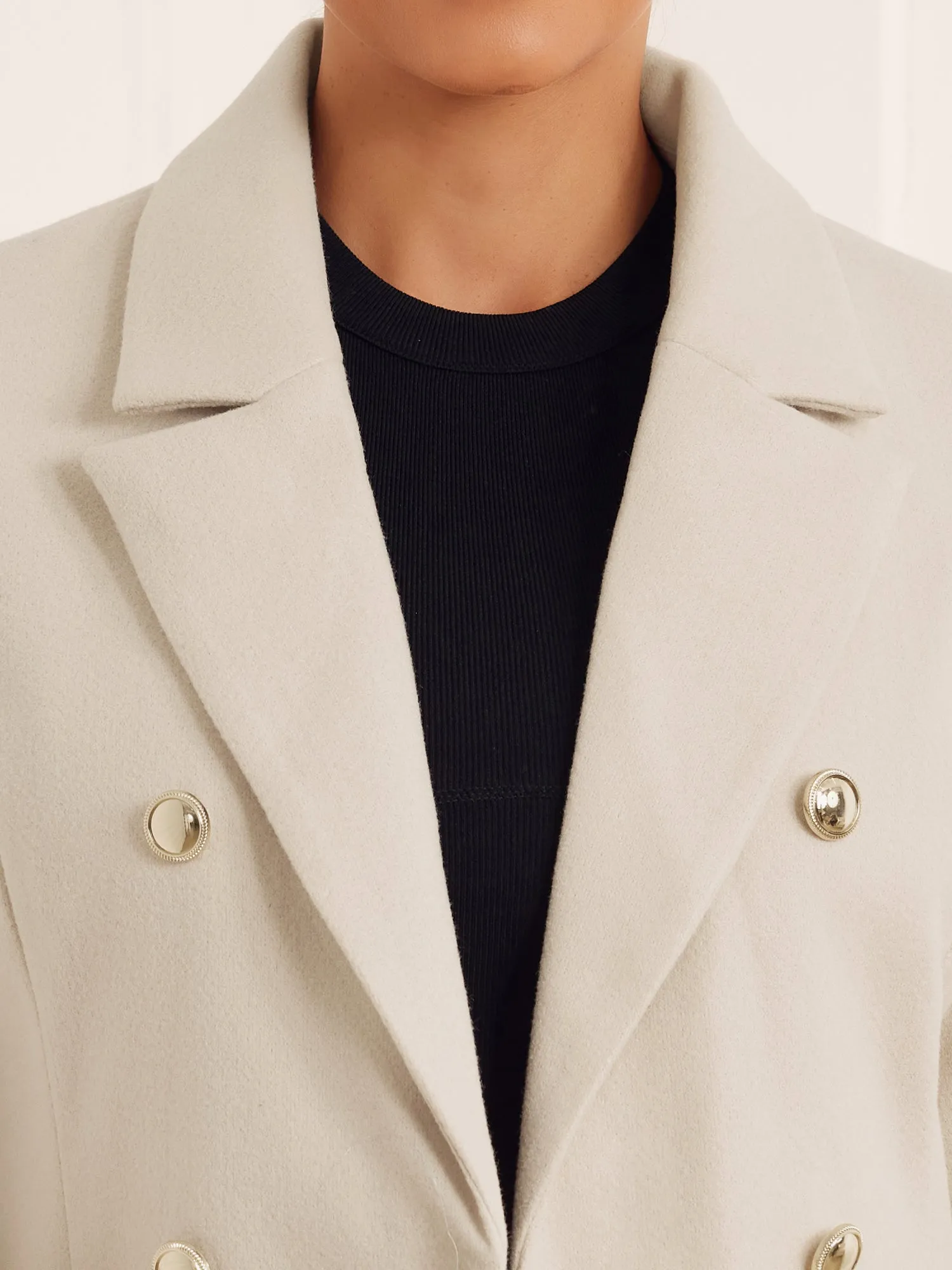 Notched Lapel Double Breasted Winter Overcoat Pea Coat