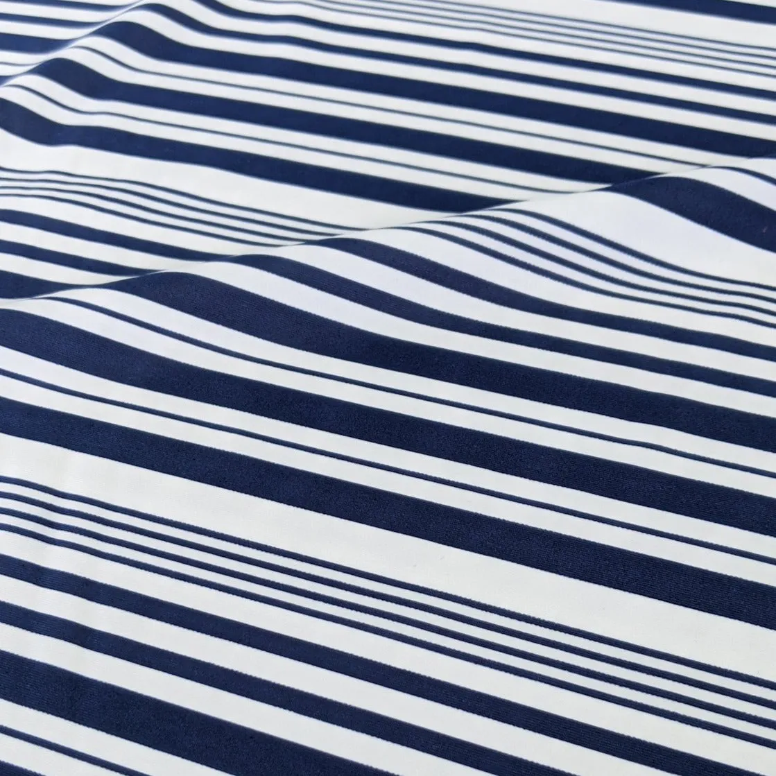 Nylon Swim Tricot, Navy Varied Stripes
