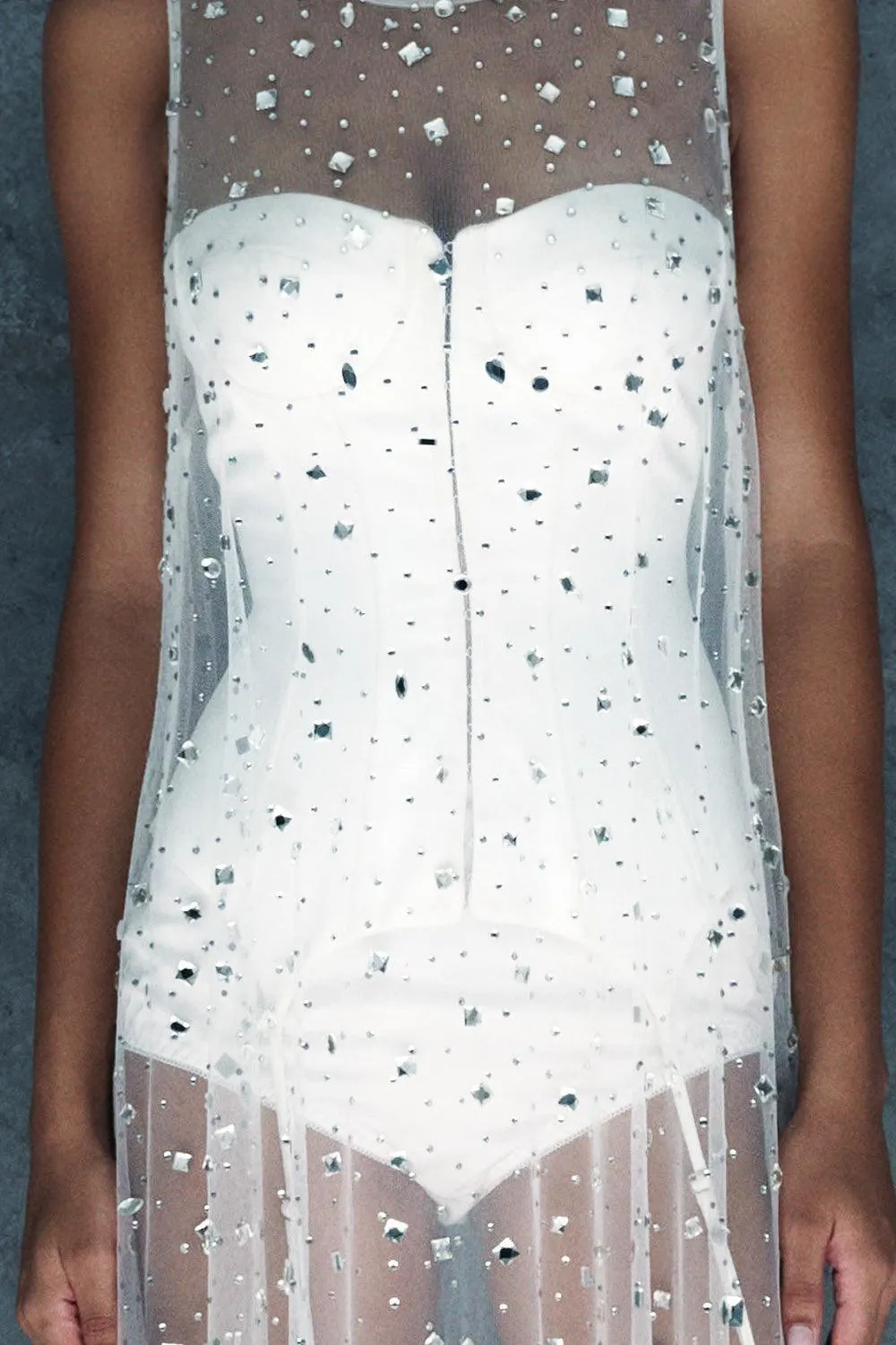 Nyxia Bodycon Semi-Heart Neck Silk Bodysuit