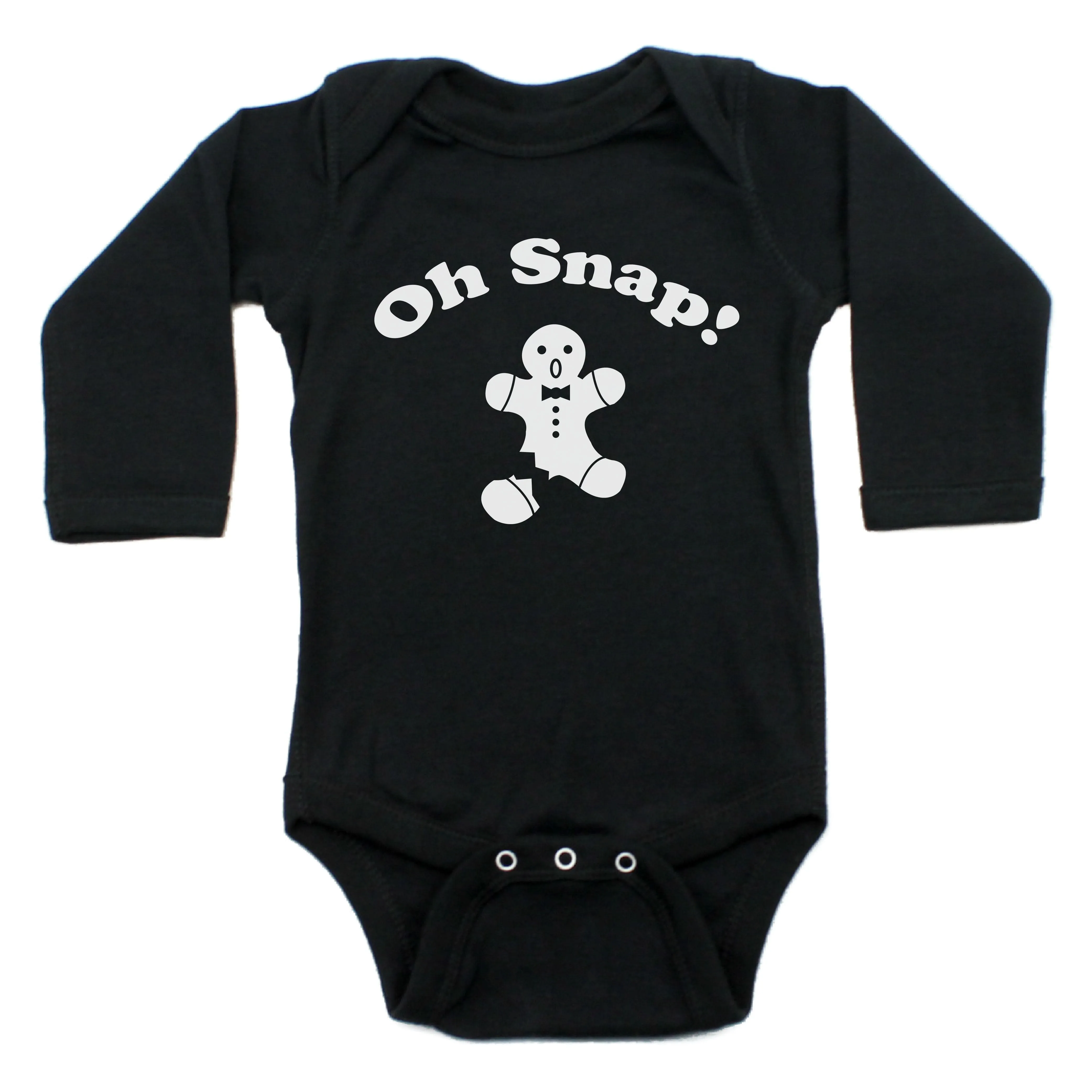 Oh Snap Gingerbread Man Long Sleeve Cotton Baby Bodysuit