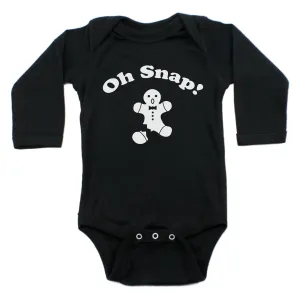 Oh Snap Gingerbread Man Long Sleeve Cotton Baby Bodysuit
