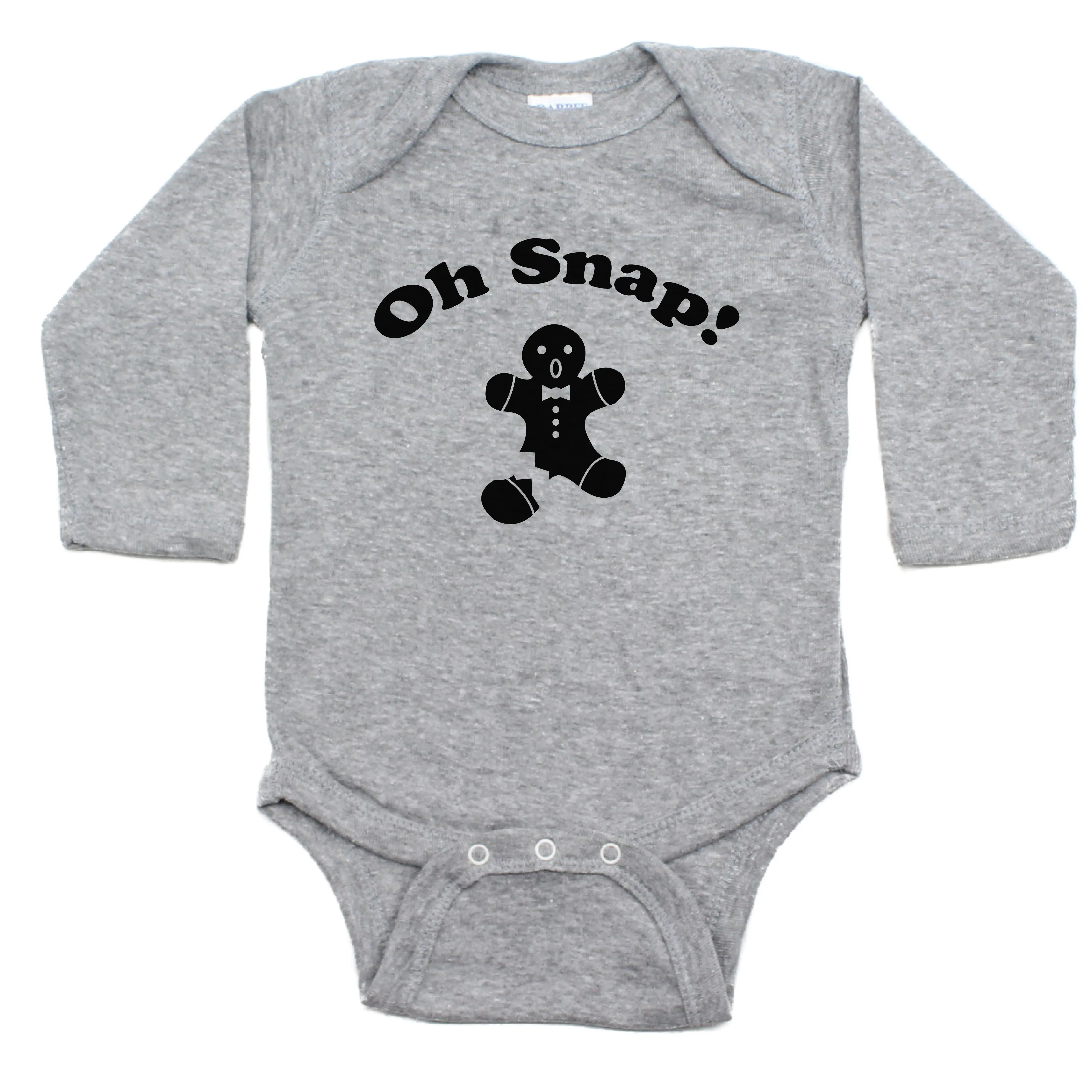 Oh Snap Gingerbread Man Long Sleeve Cotton Baby Bodysuit