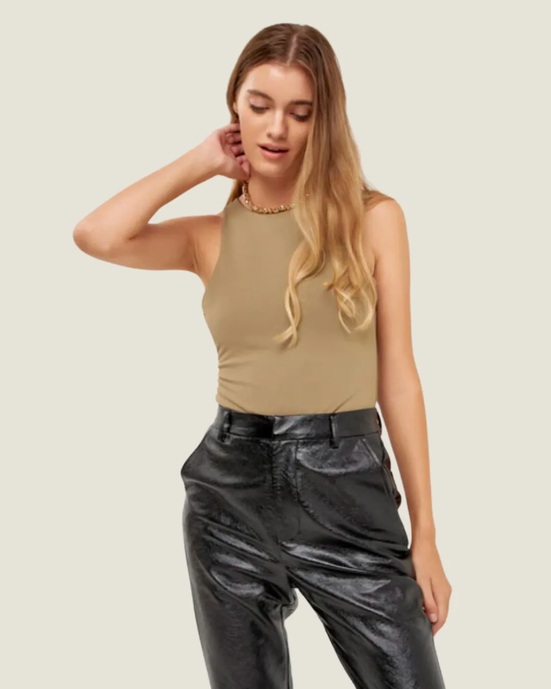 Olive Sleeveless Bodysuit