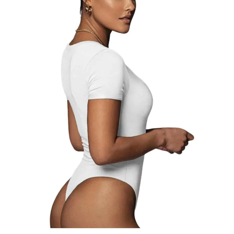 One-piece Stretch Cotton V-Neck Bodysuit