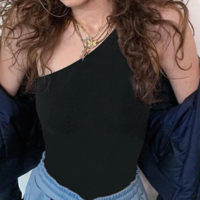 One Shoulder Basic Bodysuit