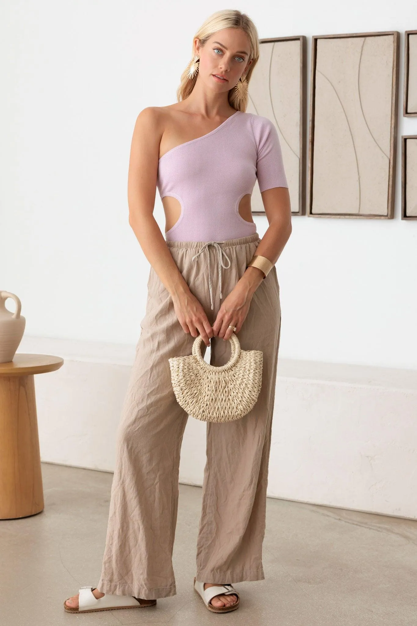 One Shoulder Side Cut-Out Stretchy Bodysuit