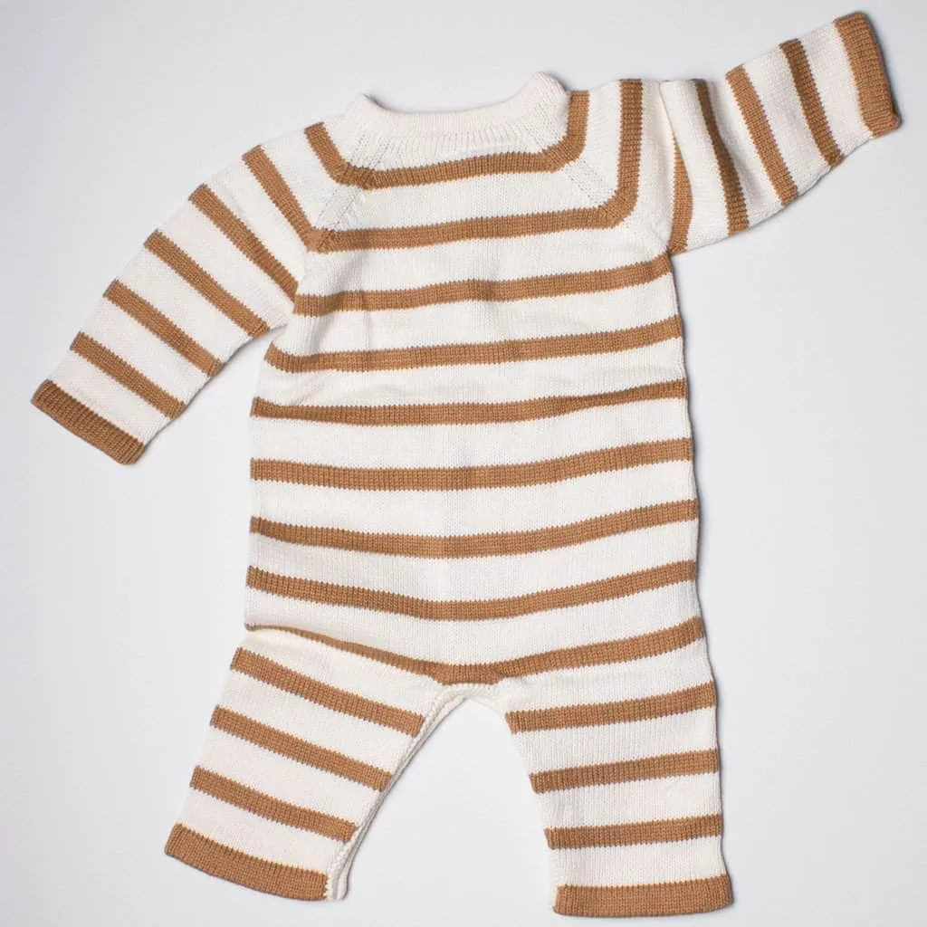 Organic Baby Romper, Long Knit - Stripe