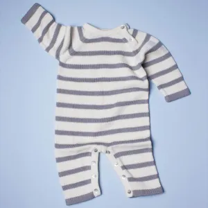 Organic Baby Romper, Long Knit - Stripe
