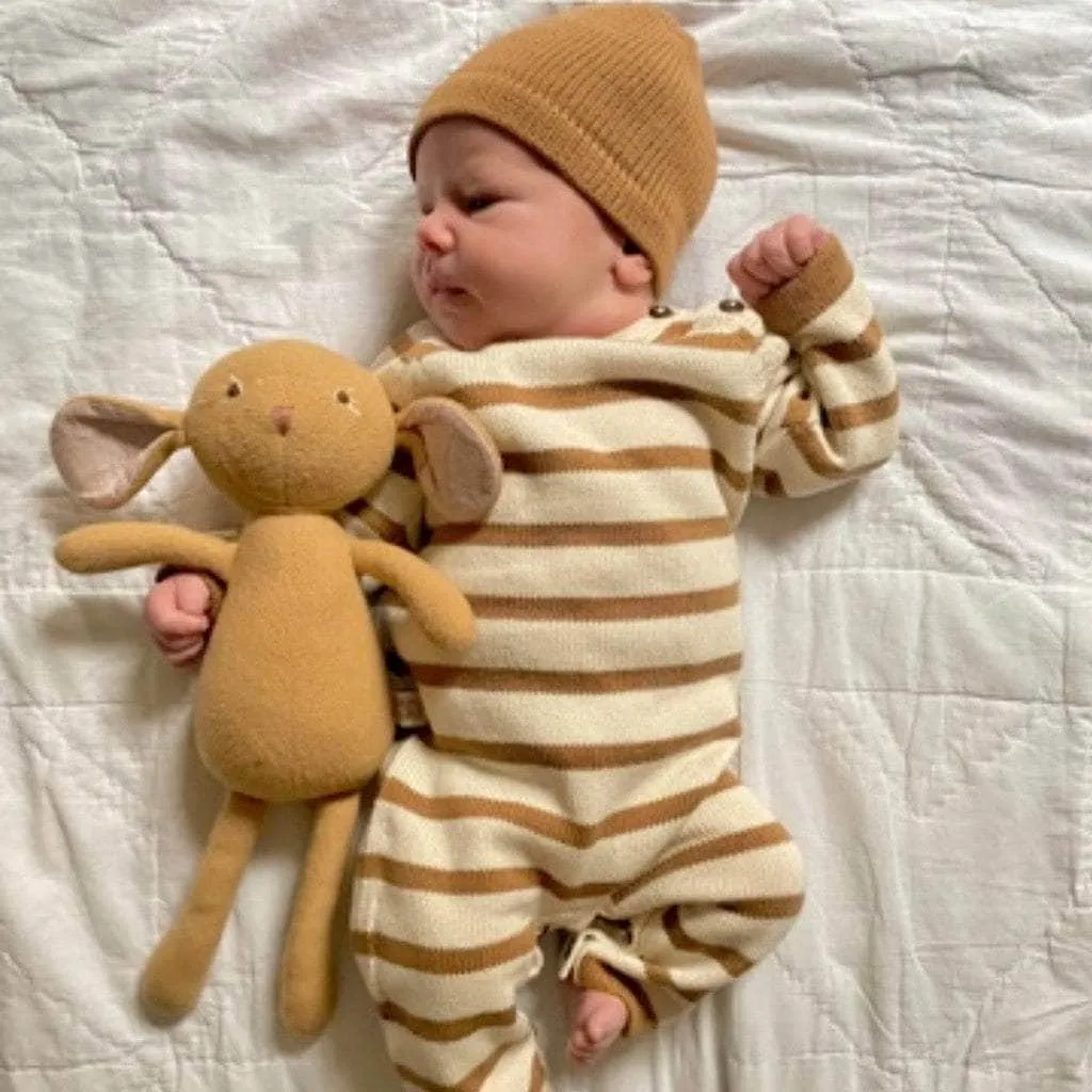 Organic Baby Romper, Long Knit - Stripe
