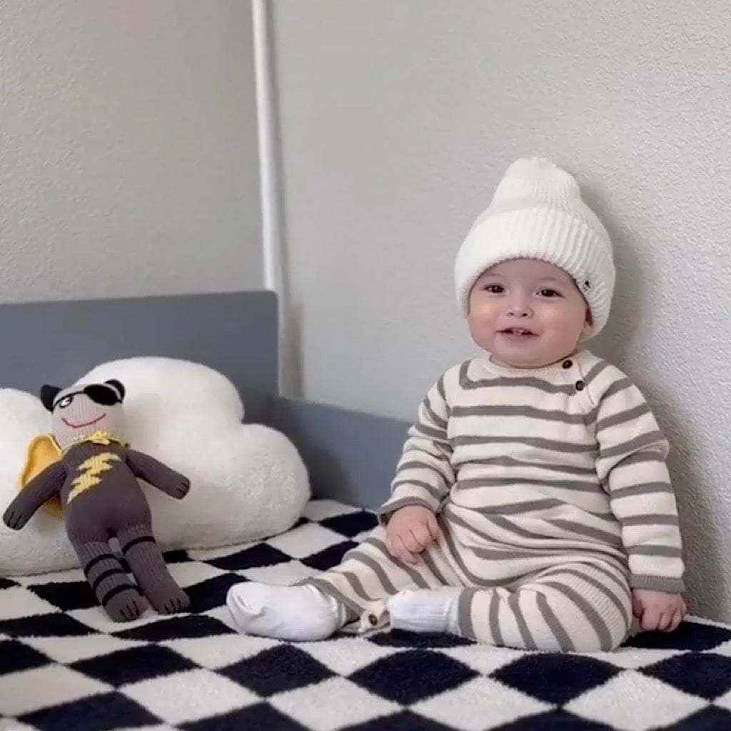 Organic Baby Romper, Long Knit - Stripe