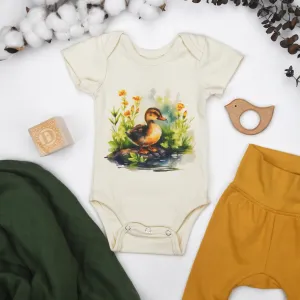 Organic Cotton Short Sleeve Baby Bodysuit, Apricot