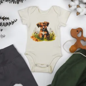 Organic Cotton Short Sleeve Baby Bodysuit, Duke