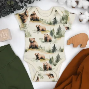 Organic Cotton Short Sleeve Baby Bodysuit, Hemlock