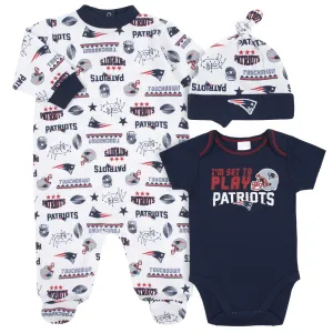 Patriots Baby Boys 3-Piece Bodysuit, Sleep 'N Play, and Cap Set
