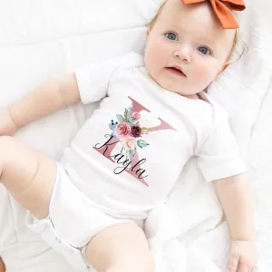 Personalized Baby Girls White Bodysuit New