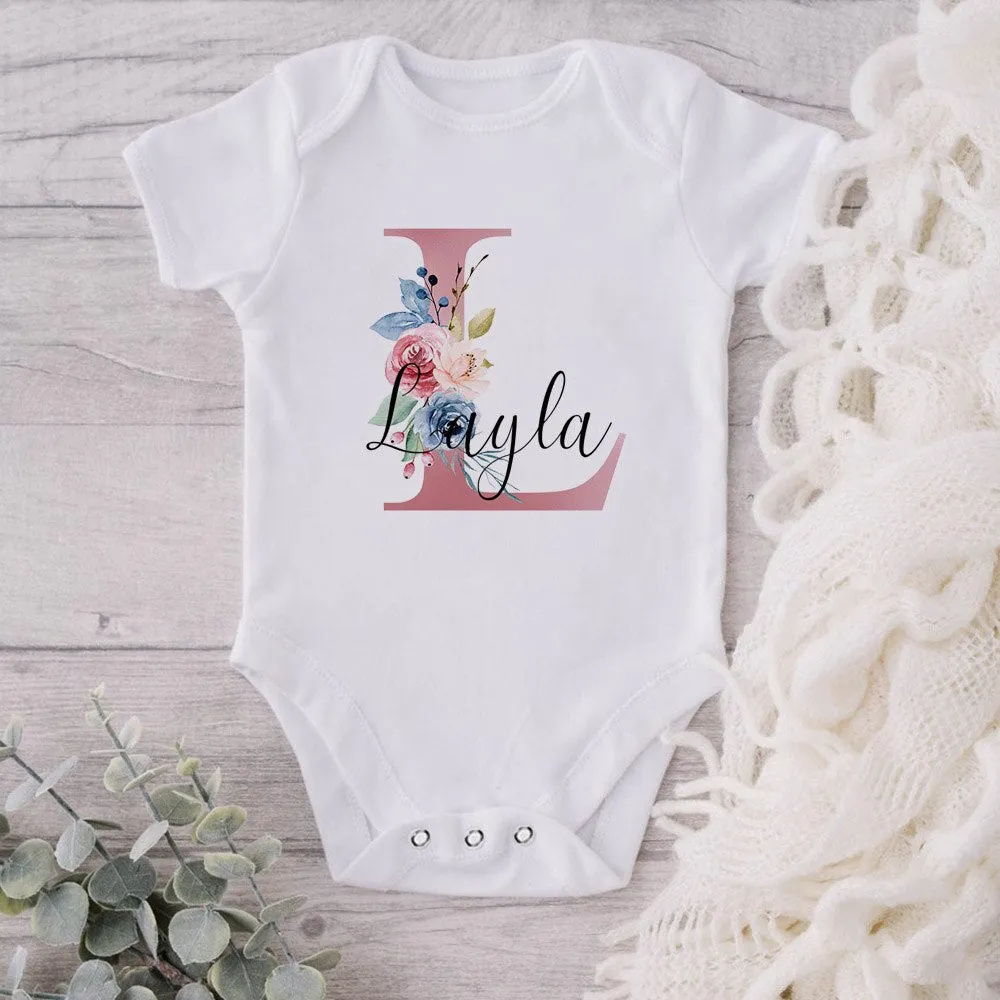 Personalized Baby Girls White Bodysuit New