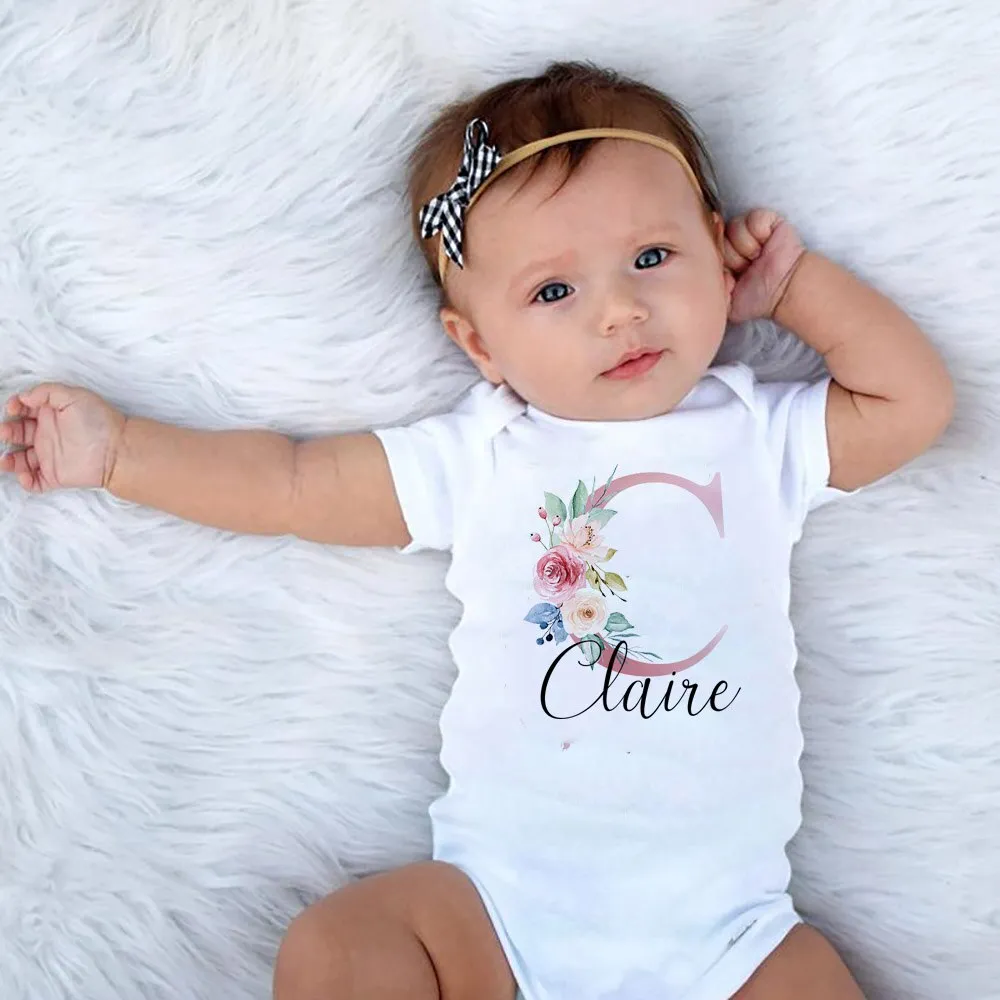 Personalized Baby Girls White Bodysuit New