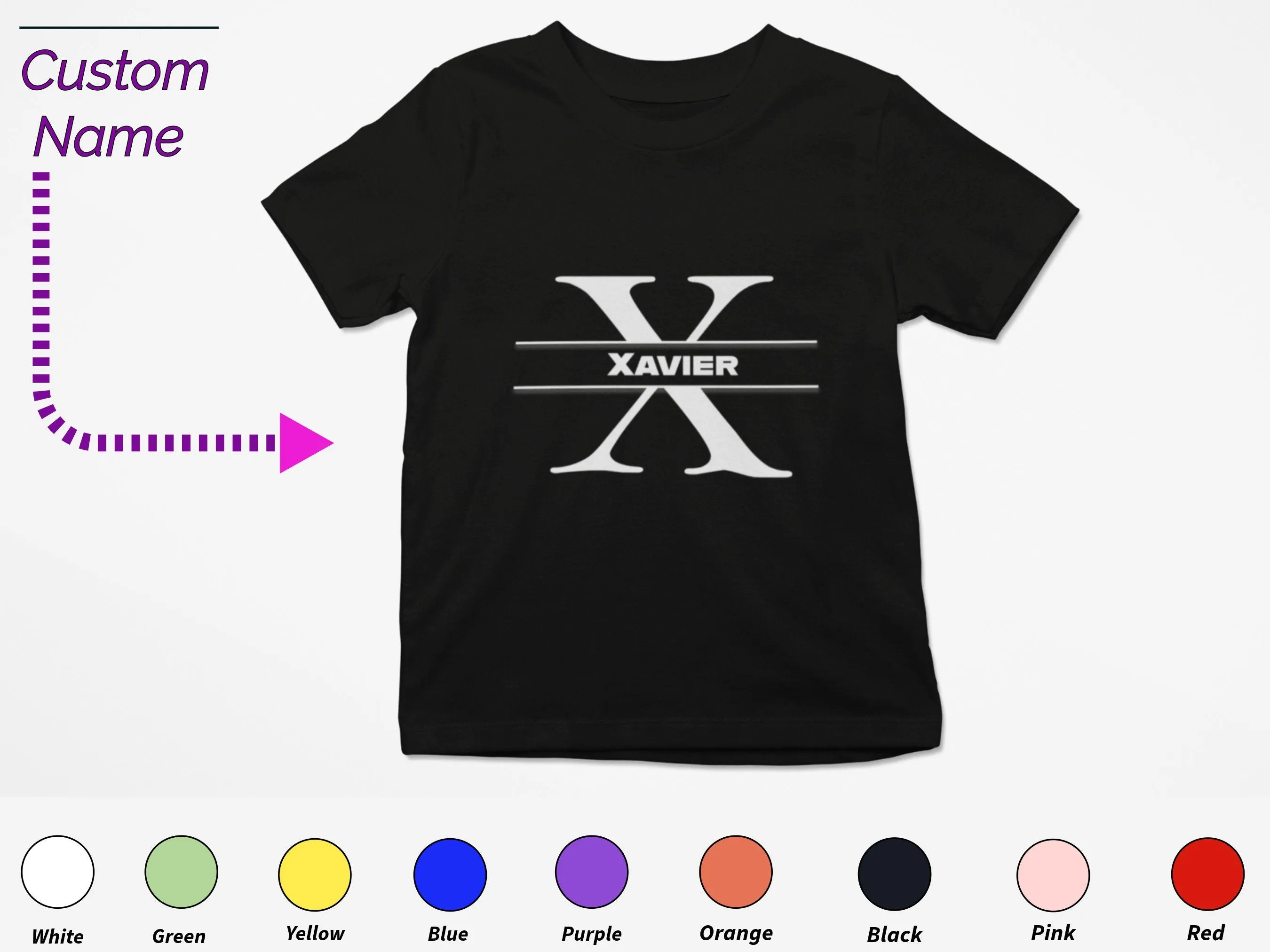 Personalized Kids Tshirt Gift For Toddler Girls with Letter X On Shirt Gift