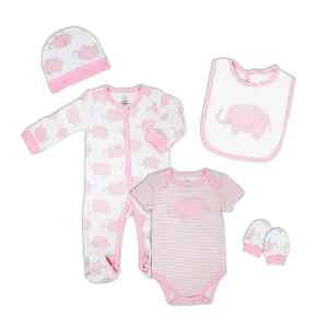 Pink Elephant Bodysuit Set