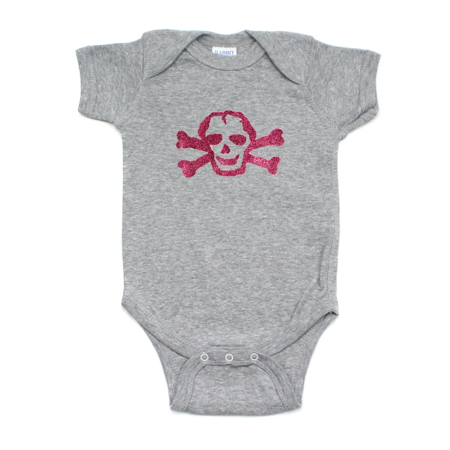 Pink Glitter Scribble Skull Short Sleeve Baby Infant Bodysuit