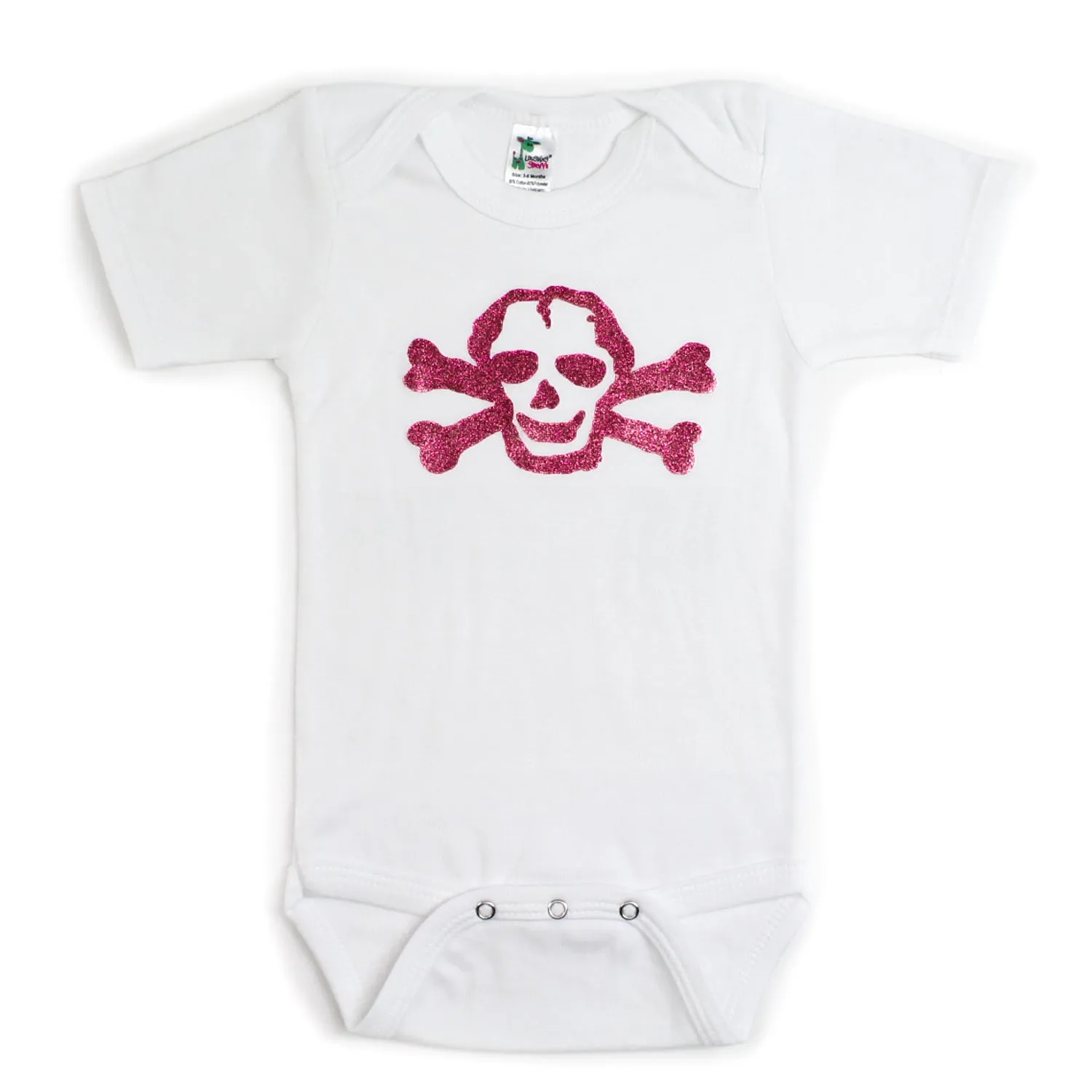 Pink Glitter Scribble Skull Short Sleeve Baby Infant Bodysuit