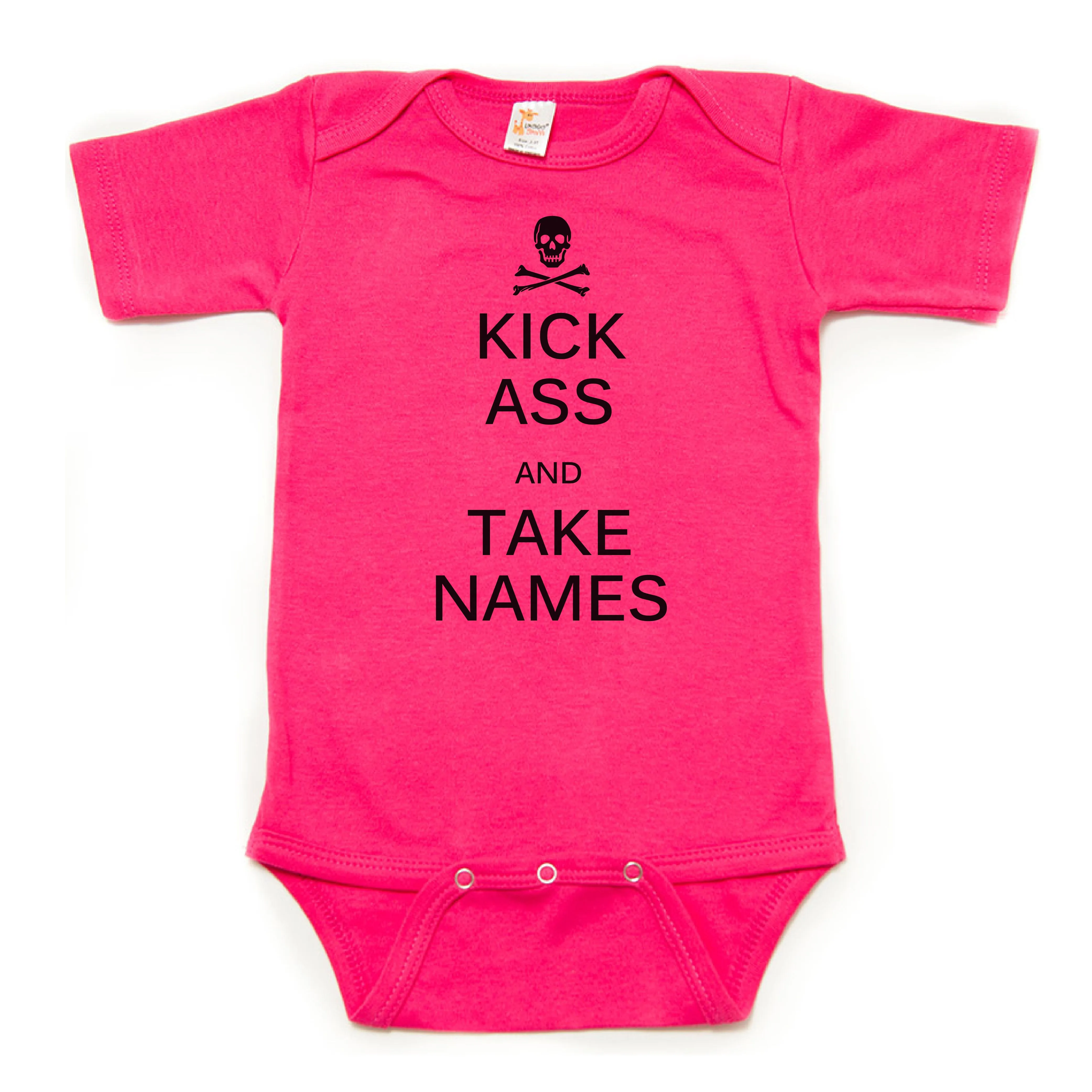 Pirate Jolly Roger Kick Ass Take Names Short Sleeve Bodysuit