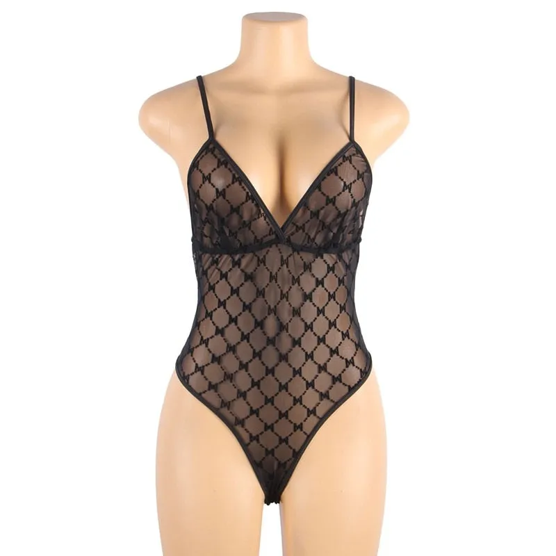 Plaid Suspenders Open Crotch Plus Size Jumpsuit