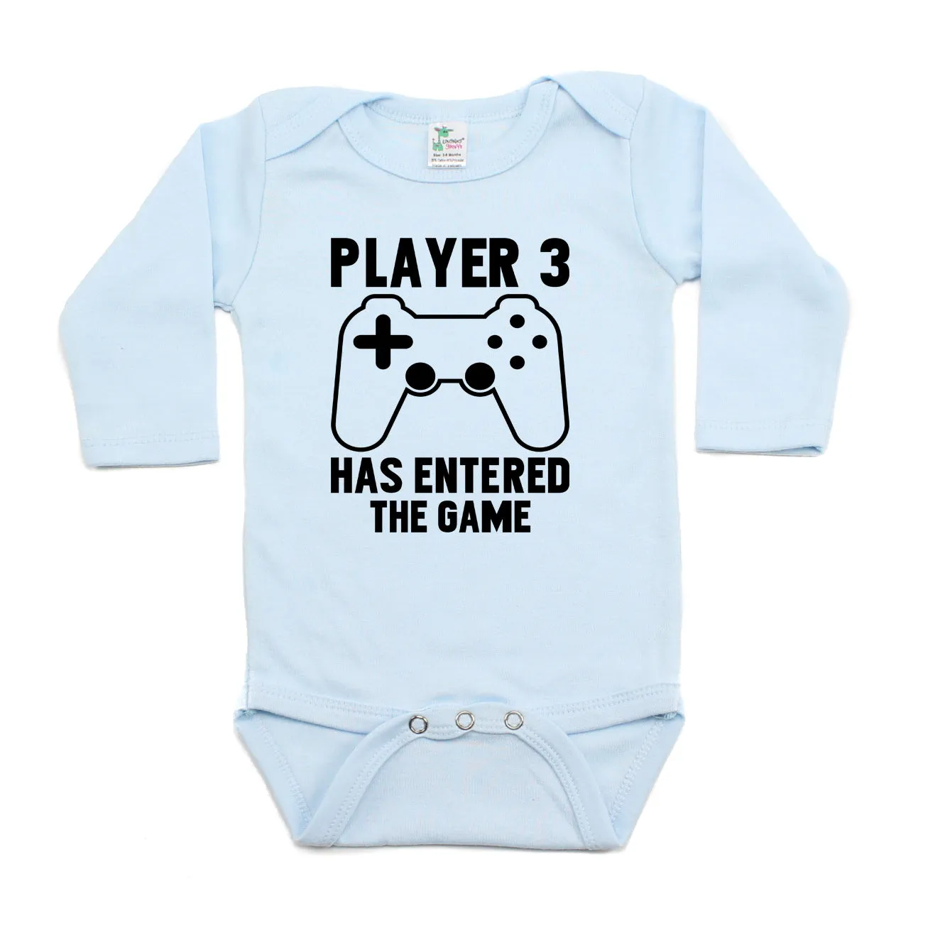 Player #3 Has Entered The Game Long Sleeve Cotton One Piece Baby Bodysuit
