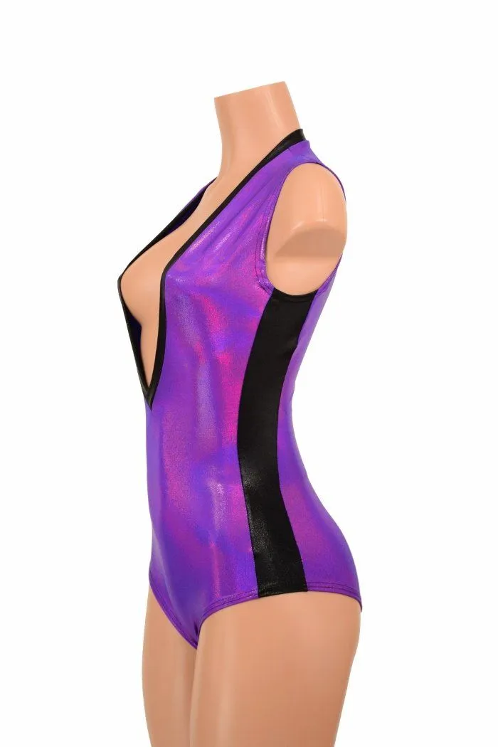Plunging V Neck Side Panel Romper