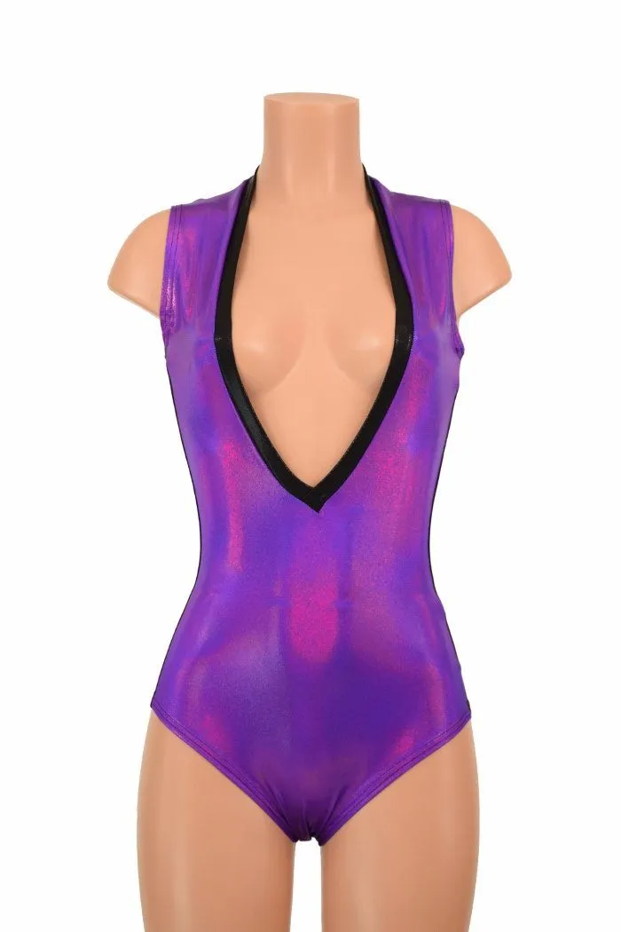 Plunging V Neck Side Panel Romper