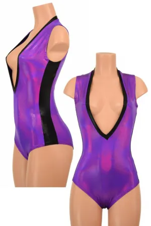 Plunging V Neck Side Panel Romper