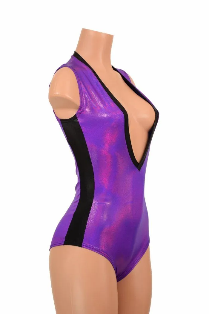 Plunging V Neck Side Panel Romper
