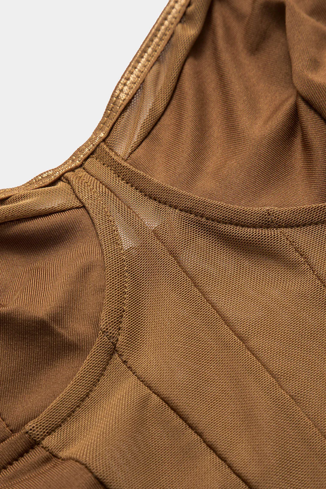 Plus Size Mesh Corset Slip Bodysuit - Brown, Black and Olive Green